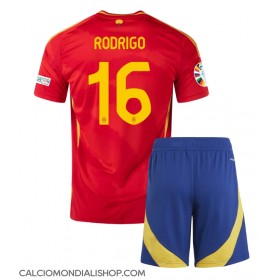 Maglie da calcio Spagna Rodri Hernandez #16 Prima Maglia Bambino Europei 2024 Manica Corta (+ Pantaloni corti)